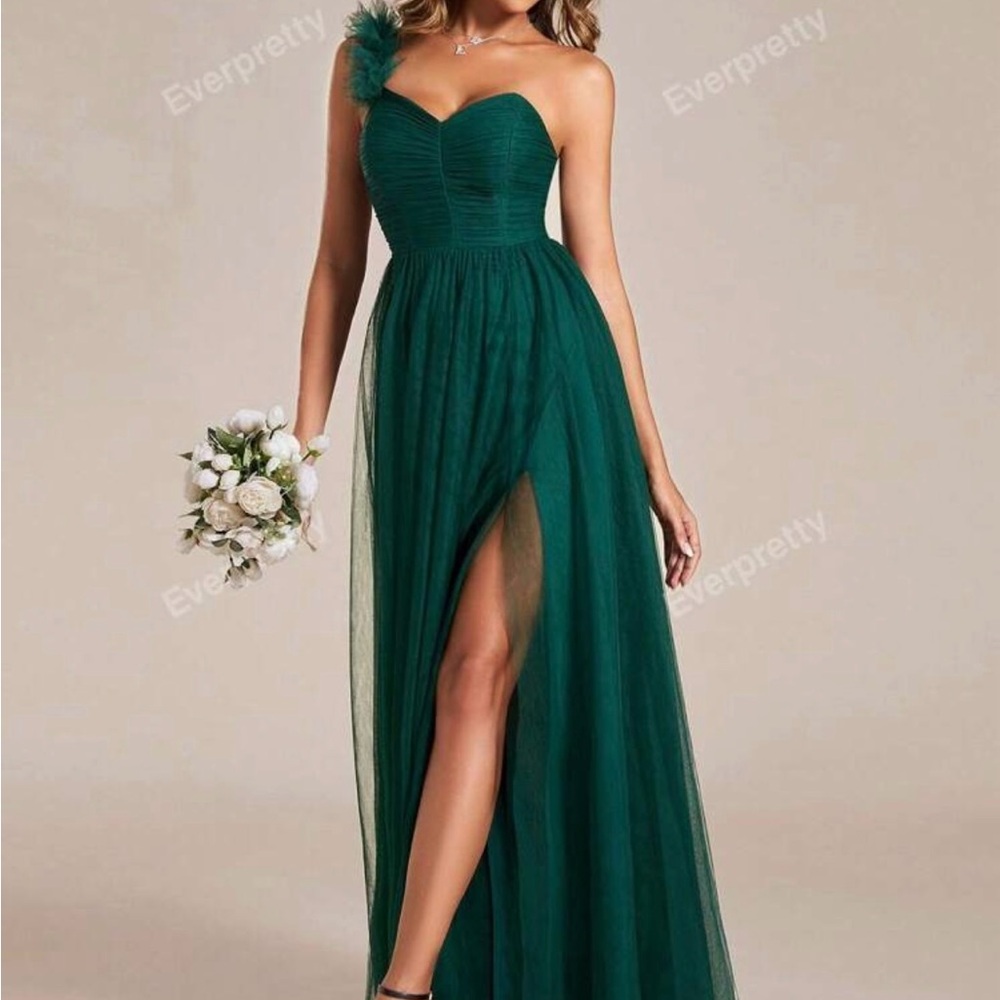 Ever Pretty Green One Shoulder Ruched Gown
